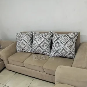 Beautiful Beige 7 Seater Fabric Sofa