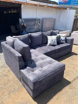 Grey L-Shape Sofa 6 Seater