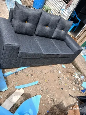 Plain Bottoned Pillowed Three Seater for Sale