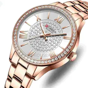 Curren 9084 Rose Dial Stainless Steel Watch for Women