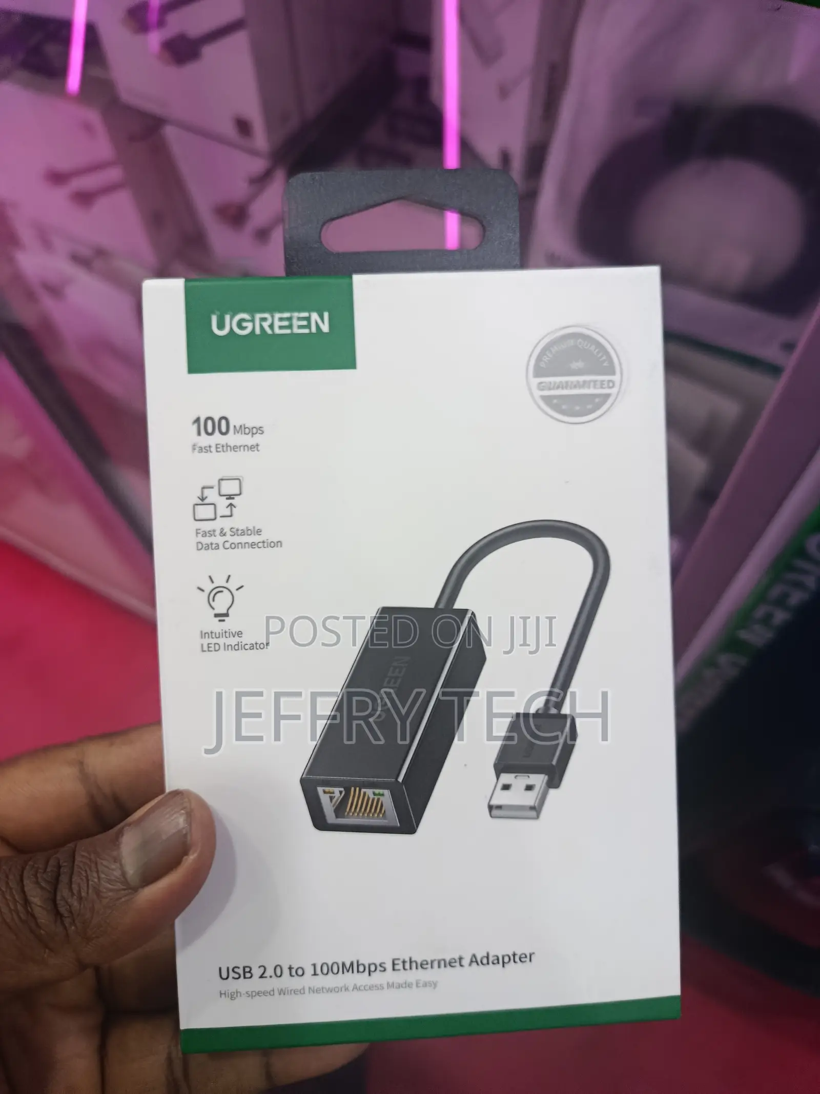 Ugreen Usb 2.0 to Ethernet Network Adapter, 10cm, Rj45 Female Lan 100m