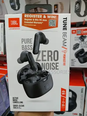 These Are JBL Tune Beam True Wireless Earbuds in Black.