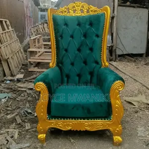 Queen Chair, King Chair, Studio or Pedicure Seat, Green and Gold 