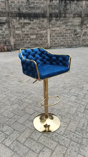 Blue Fabric Counter Stool