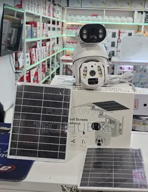 Solar PTZ Security Camera Dual Lens Outdoor CCTV With Phone Monitoring