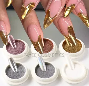 6pcs Chrome Mirror Nail Powder Set – Gold, Silver Holographic