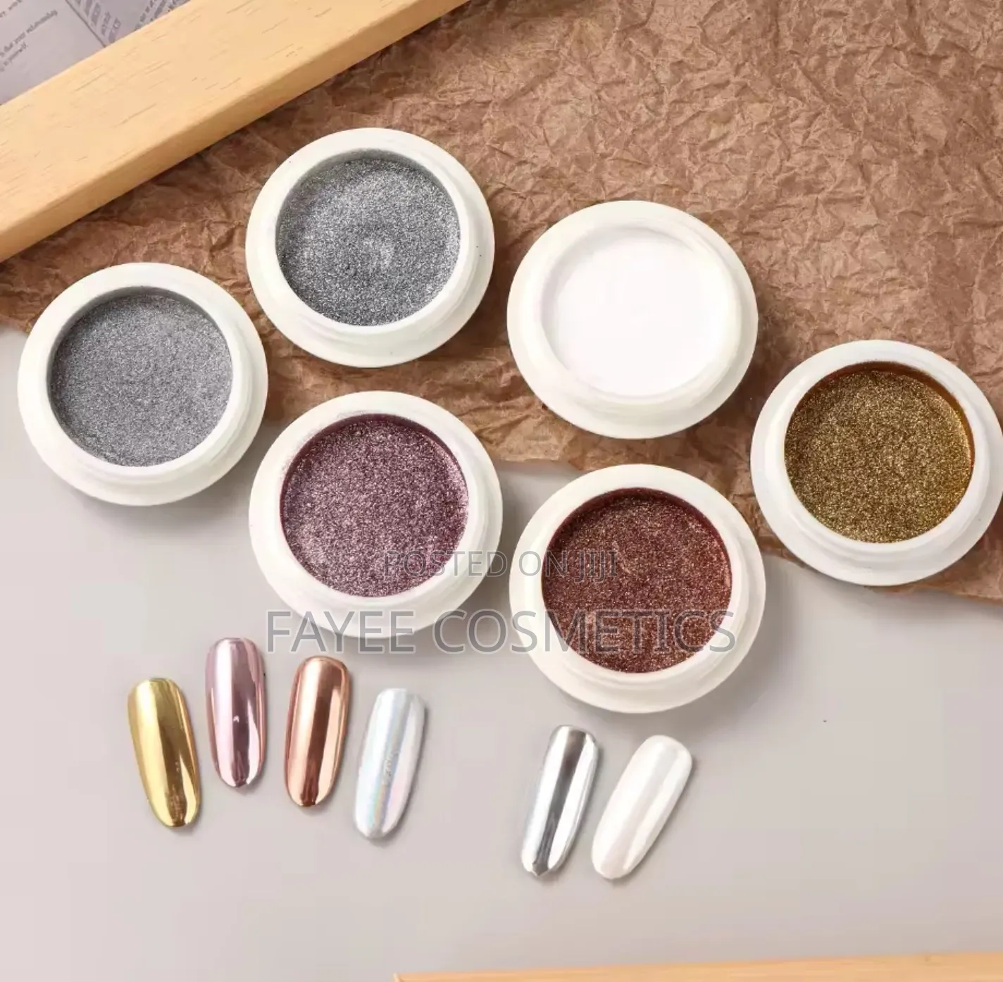 6pcs Chrome Mirror Nail Powder Set – Gold, Silver Holographic