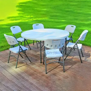 6 Seater Round Foldable Table With Foldable Chair