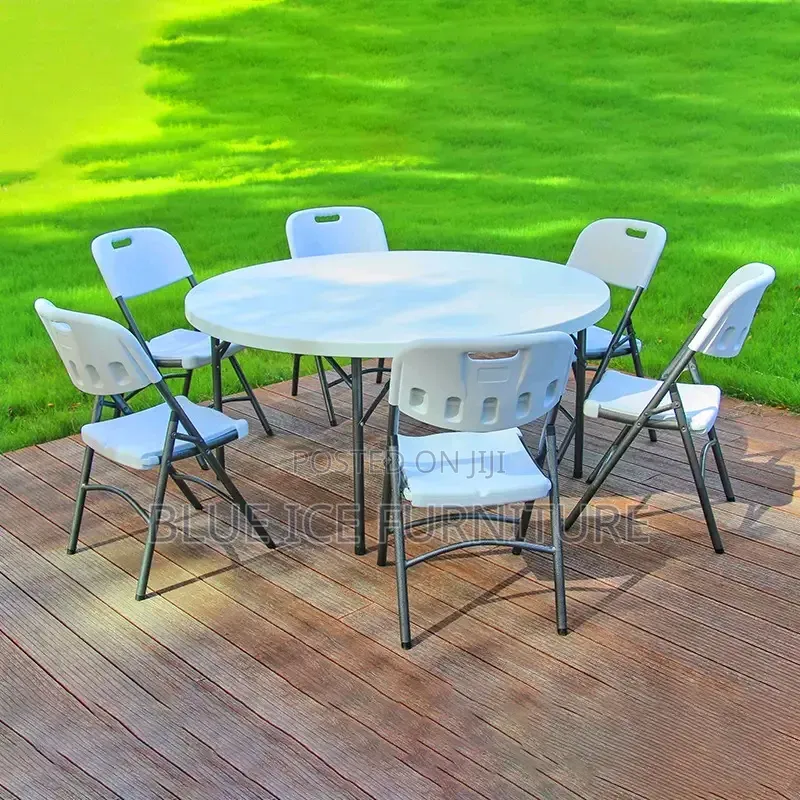 6 Seater Round Foldable Table With Foldable Chair