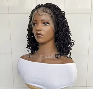 Full Lace Curly Dreadlock Wig – Black Synthetic Faux Locs Wig