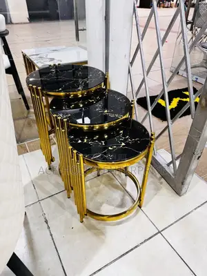 Black Design Pure Marble Stone -
3 in 1 Set Coffee Table