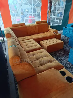 L Shape 6 Seater Pure Light Brown