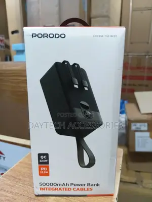 Porodo 50000mah Power Bank Integrated Cables Black Pb059 Pd-Pbfch061bk