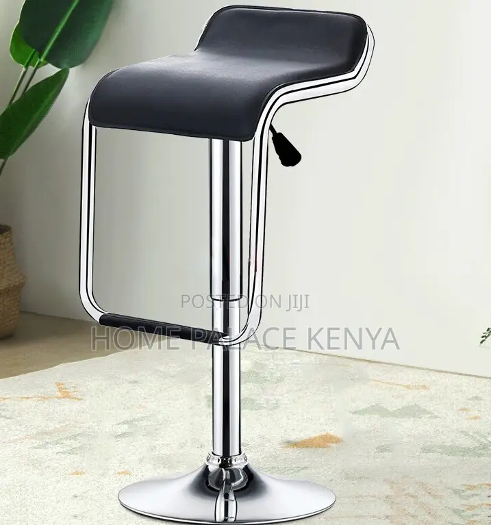 Bar Stool: Rotating Leather Stool With Footrest