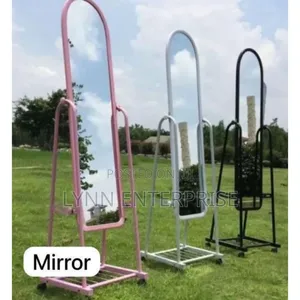 Executive Dressing Mirror With Wheels and Storage Rack