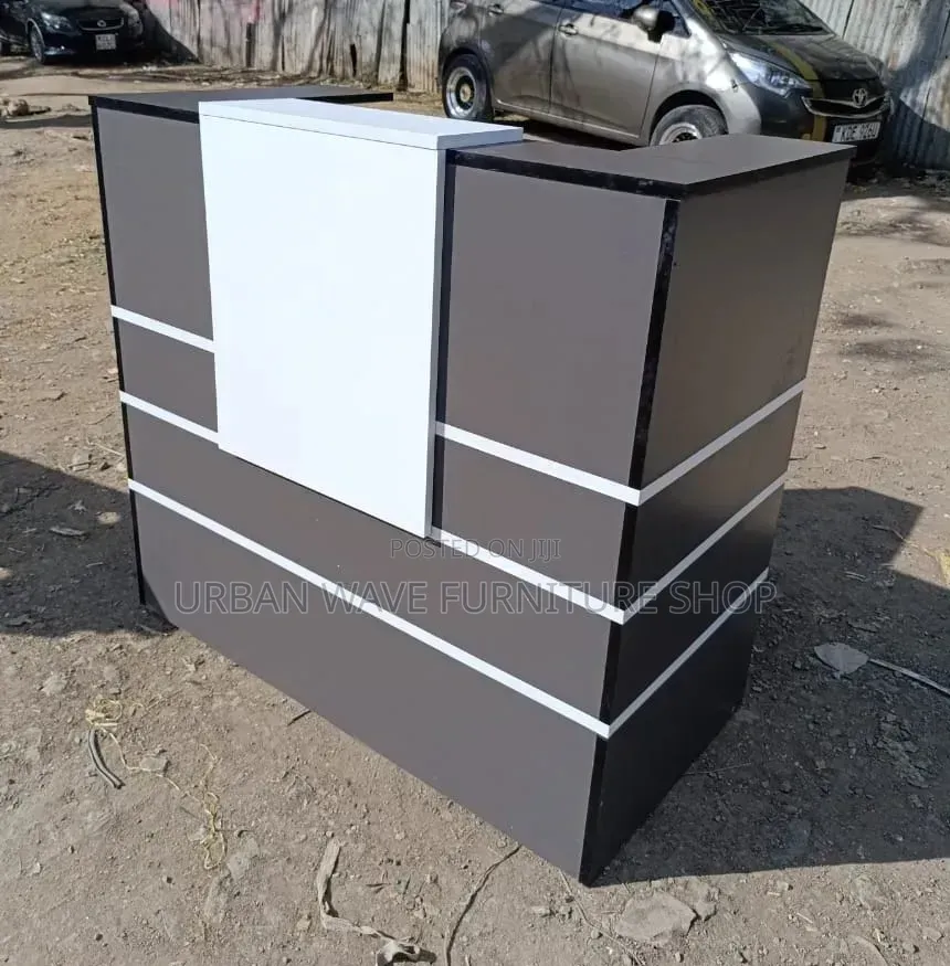 Dark Grey White Striped Information Desk (Reception)