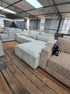 6 Seater L Seat White Sofa