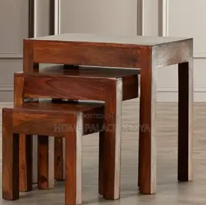 Table Set; 3 Layer Wooden Coffee Stools