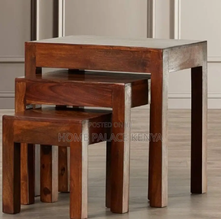 Table Set; 3 Layer Wooden Coffee Stools