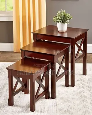 Table Set; 3 Layer Wooden Coffee Stools