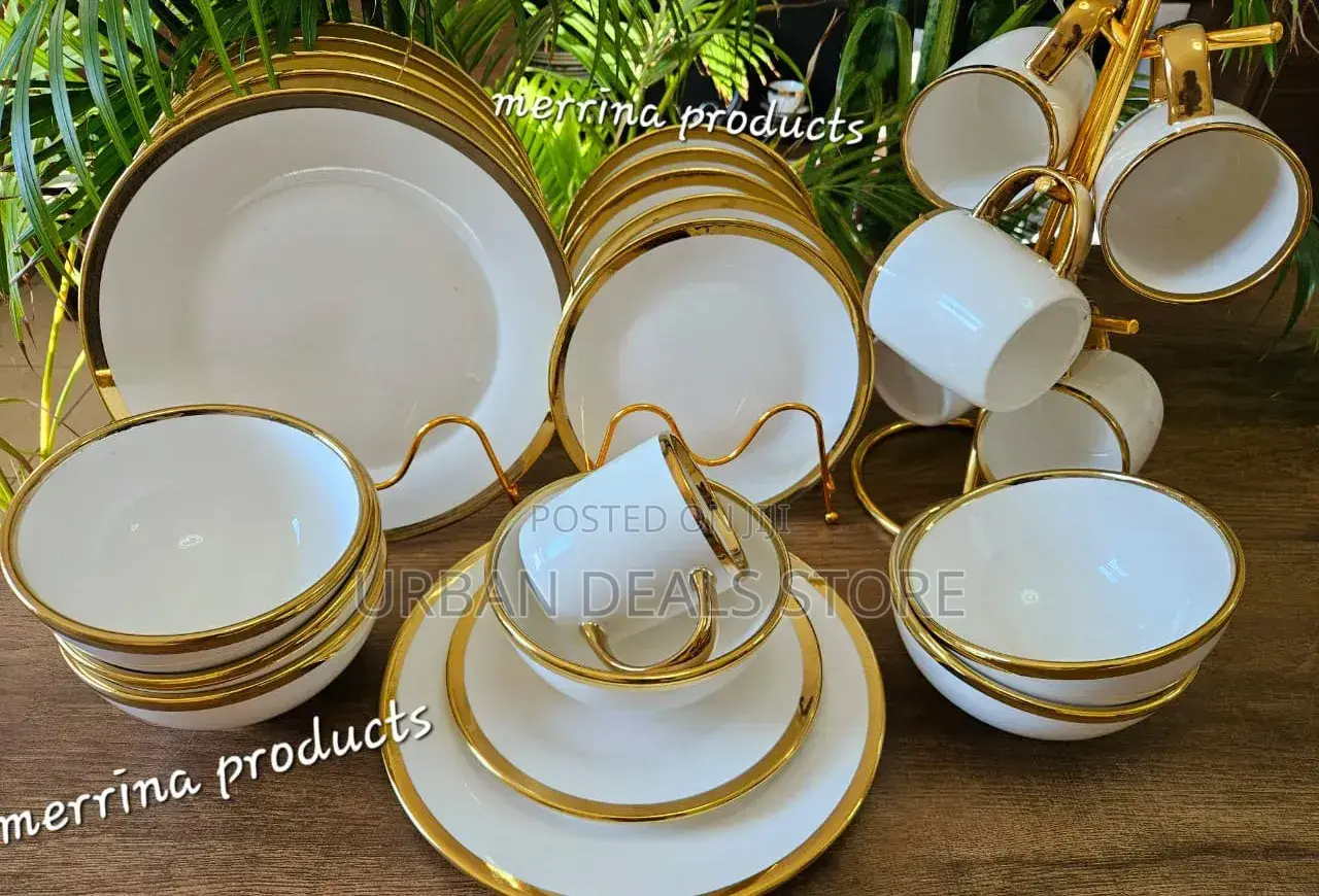 24 Pieces Gold-Rimmed High-Quality Dinner Set