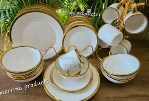 24 Pieces Gold-Rimmed High-Quality Dinner Set