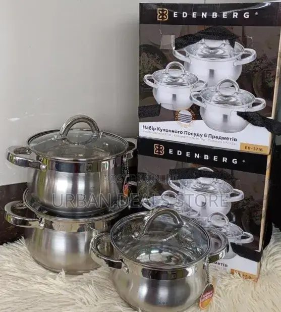 Edenberg Eb-3716 6-Piece Stainless Steel Cookware Set