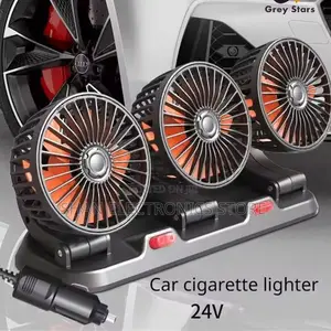 Portable 3-Head Car Cooling Fan - 2-Speed Adjustable, 360° Rotating