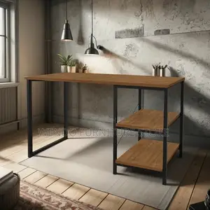 Home Desk; Wooden Computer Desk With Shelves