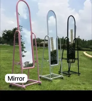 Executive Dressing Mirror With Wheels and Storage Rack