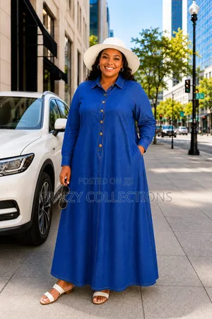 Shift Denim Long Dress