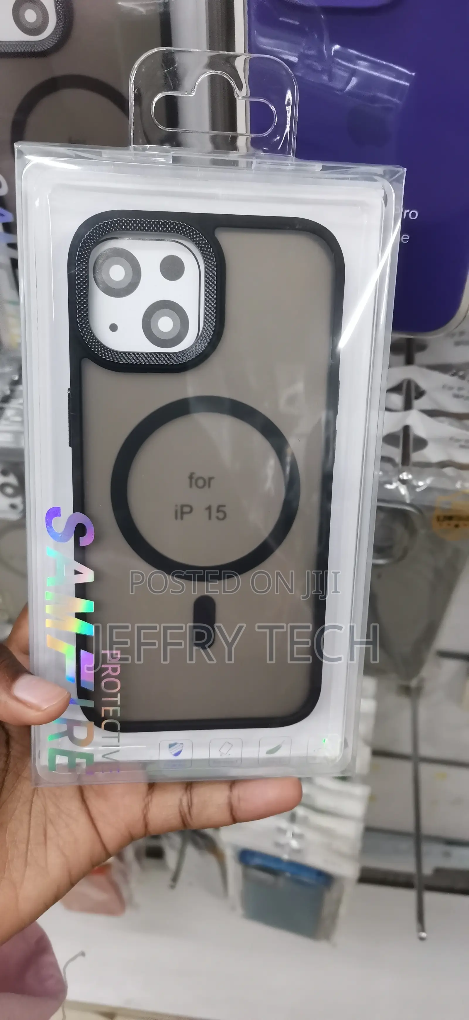 iPhone 15 Black Shock-Absorbing Bumper Frame Case
