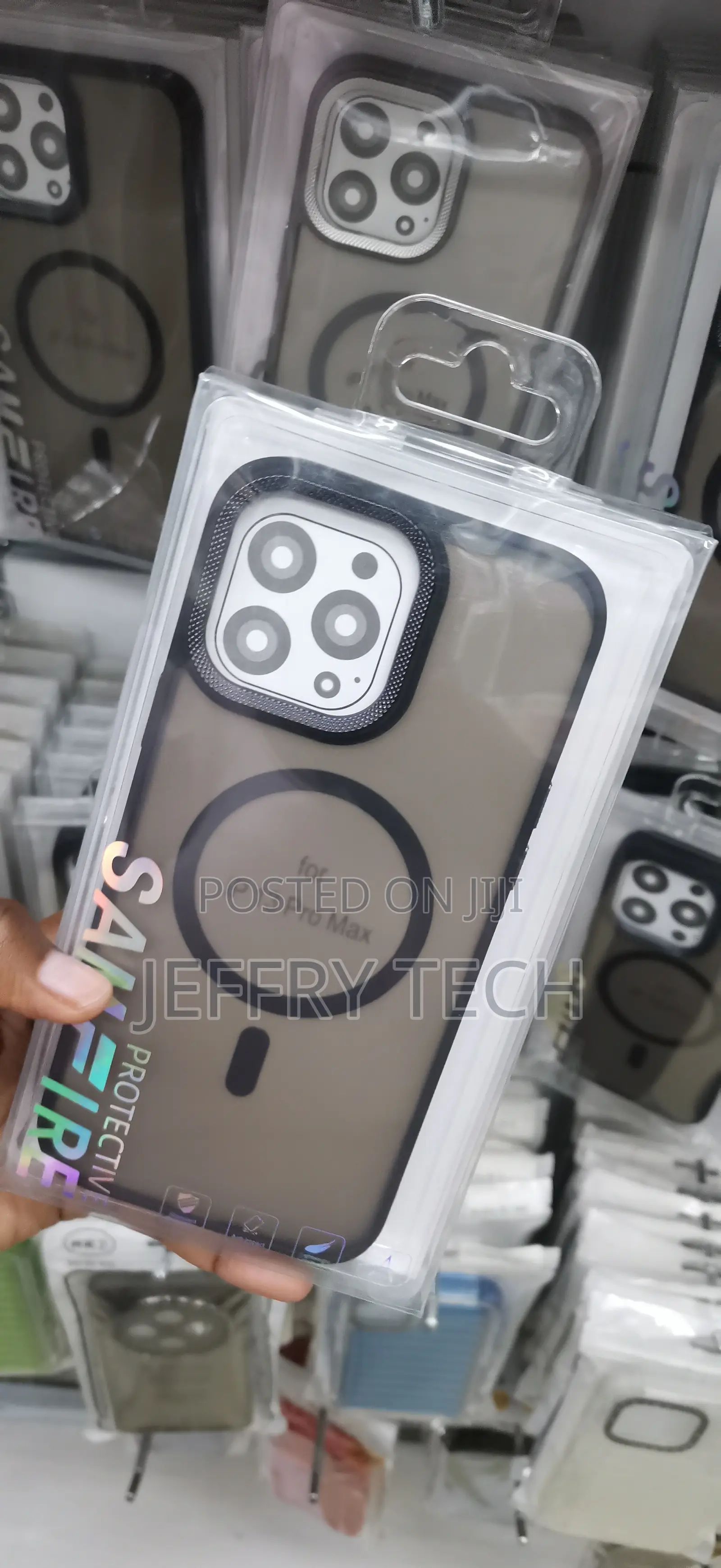iPhone 13 Pro Max Semi-Transparent Black Magnetic Case