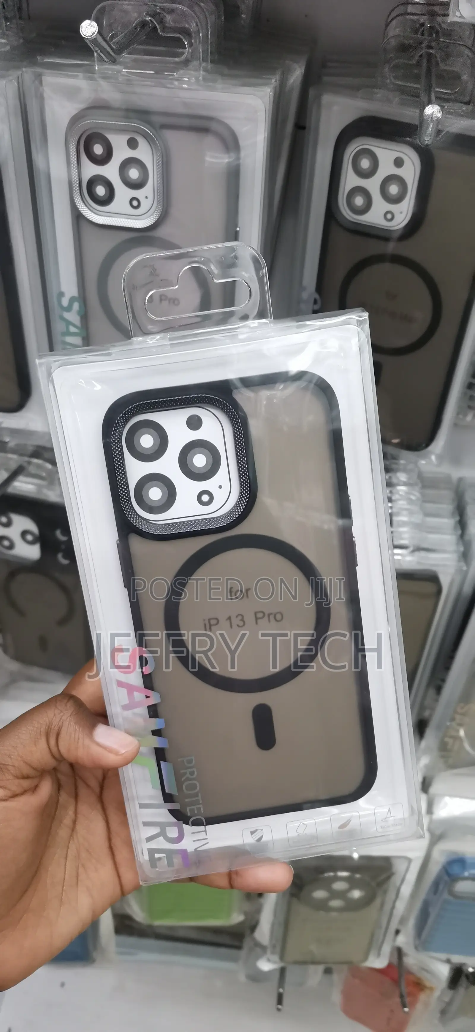 iPhone 13 Pro Max Semi-Transparent Black Magnetic Case