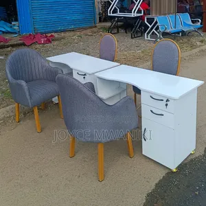 2 Manicure Sets, White Board Tabl, Grey Seats 