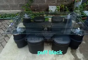 Executive Heavy Duty Glass Table With Puff Stool