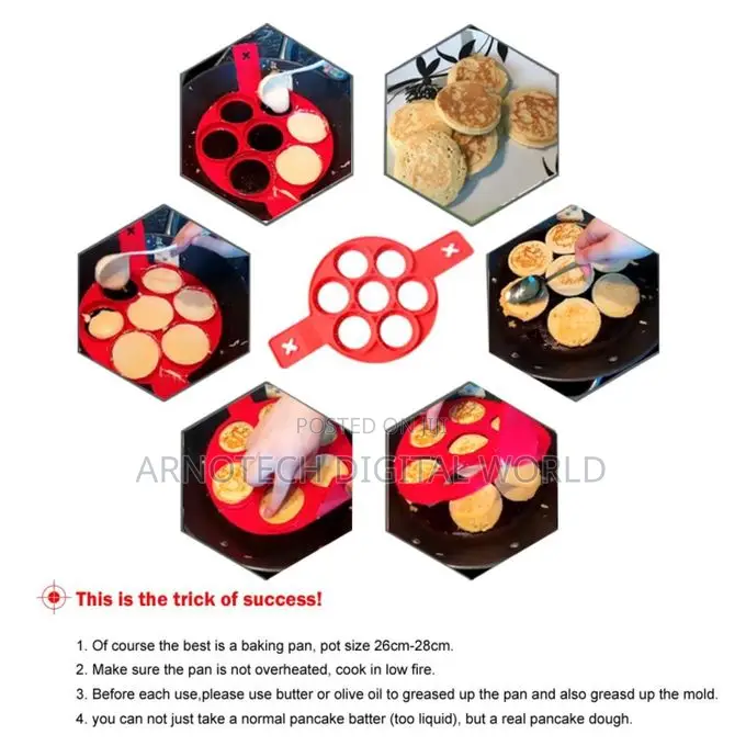 Silicone Pancake Egg Mold – 7‐Hole Non‐Stick Reusable