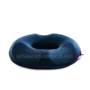 Memory Foam Donut Pillow - Postpartum Pain Relief, Blue, Lightweight.