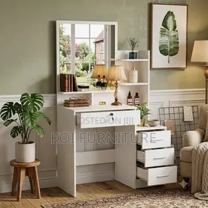 Dressers; Luxue White Dressing Vanity Table Set