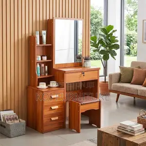 Dresser; Brown Wooden Vanity Set