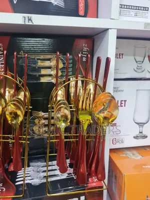 Cutlery Set Red and Maroon Colours 24 Pieces