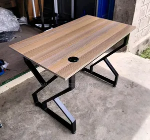 Black Geometric Wooden Grain Office Desk