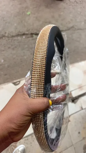 Gold Rhinestone Encrusted Steering Wheel Cover