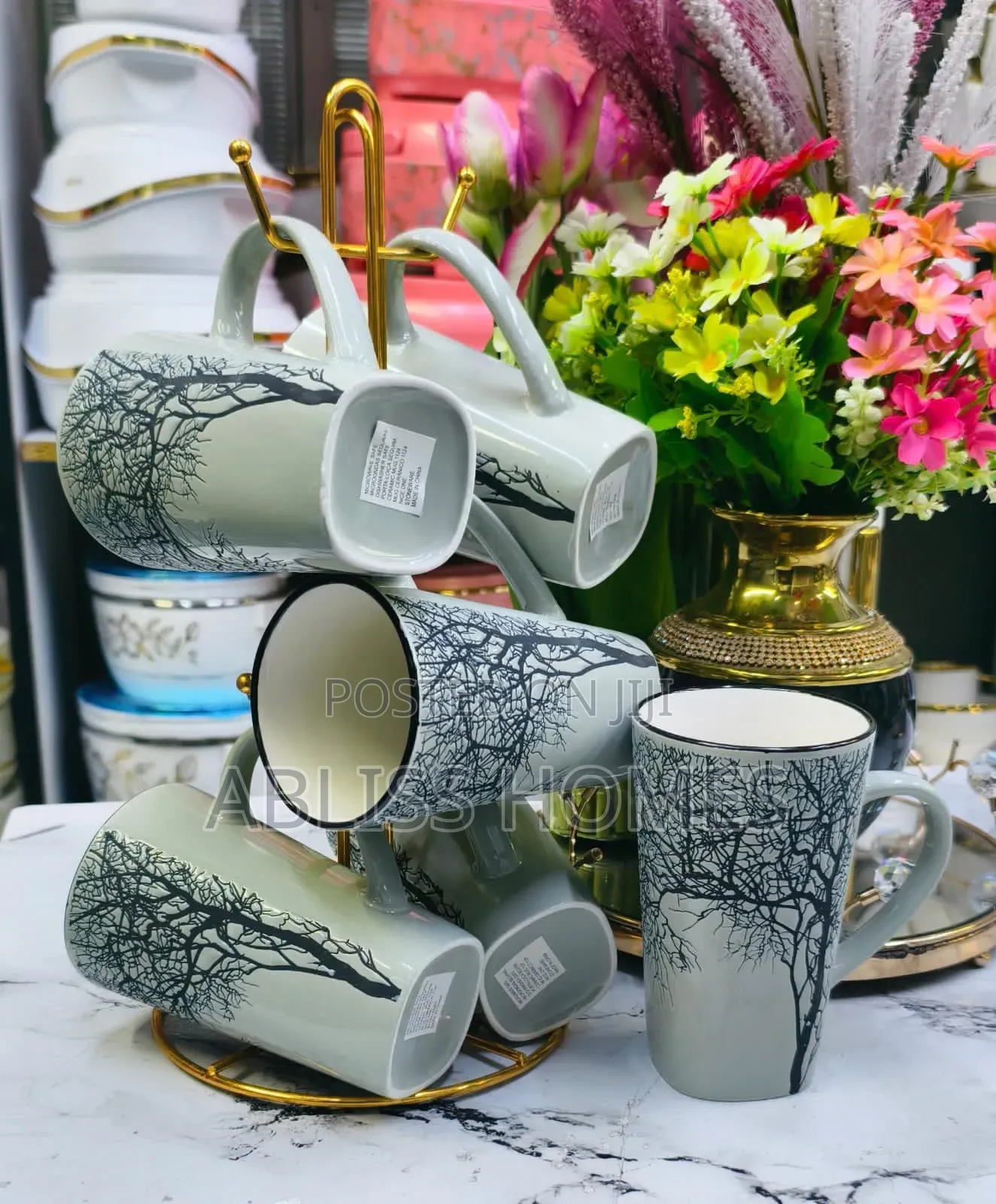 Grey Tree Mugs Set