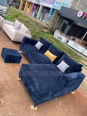 6-Seater Corduroy L-Shaped Sofa With Foot Rest