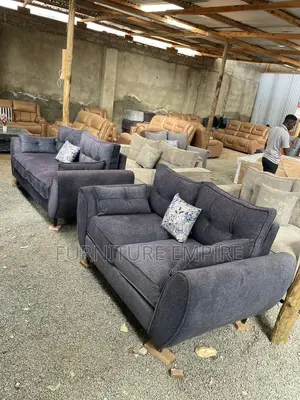 3, 2 Seater Butterfly Sofa Set Grey Upholstered With Spring Support