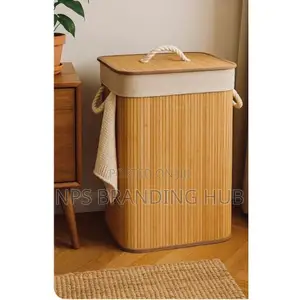 Bamboo Wooden Laundry Basket With Lid (Hbc