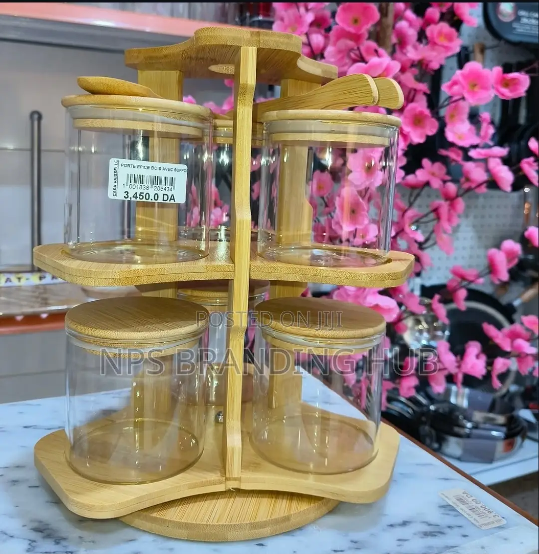 Rotating Jar Set 6pcs Glass Storage (Hbc