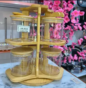 Rotating Jar Set 6pcs Glass Storage (Hbc