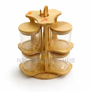 Rotating Jar Set 6pcs Glass Storage (Hbc